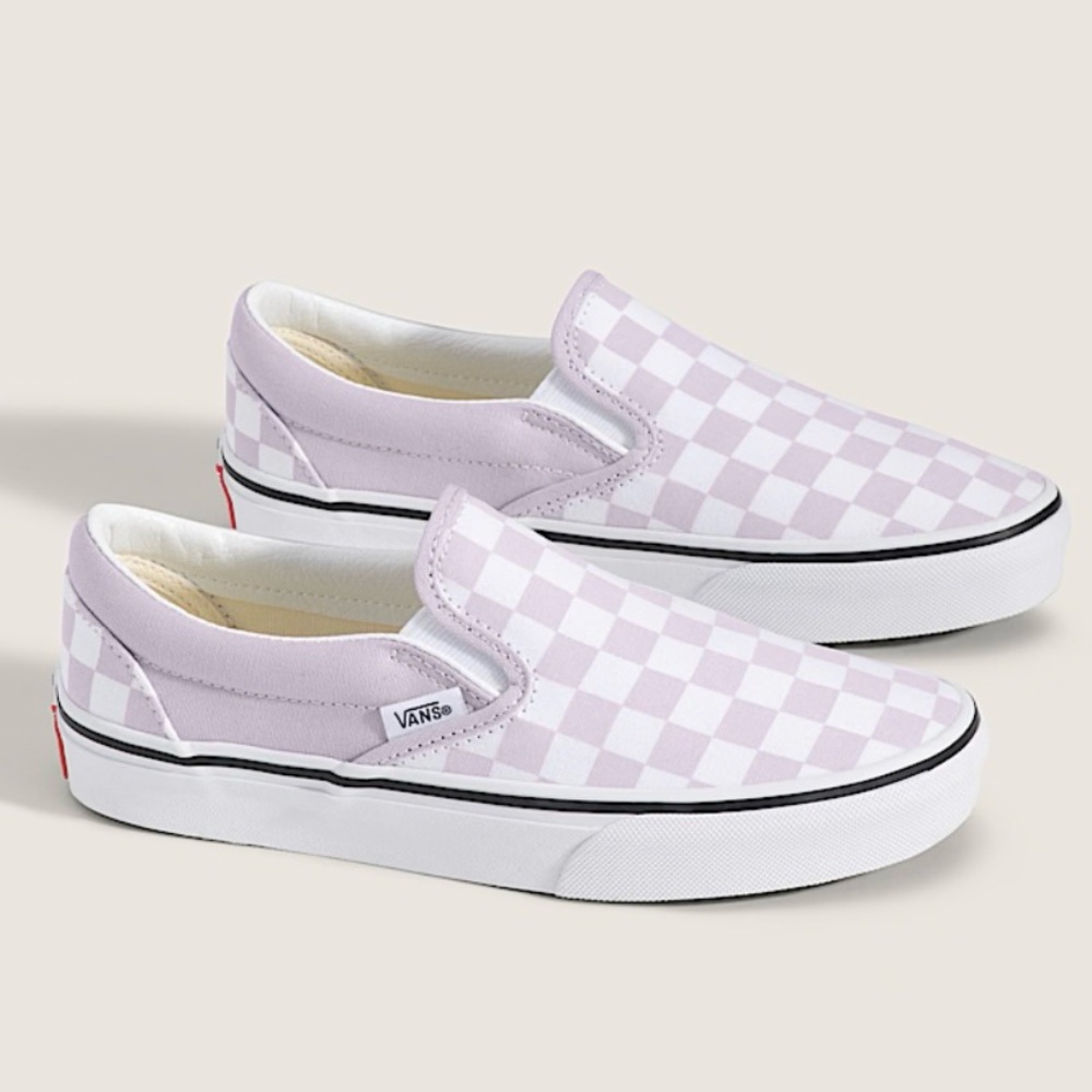 Vans 6.5M / 8W Lavender Lilac Classic Checkered Slip-On Canvas Skate Shoes